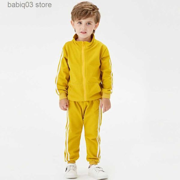 

clothing sets straight sports set boys and girls' knitted zippered shirt two-piece casual pants t230720, White