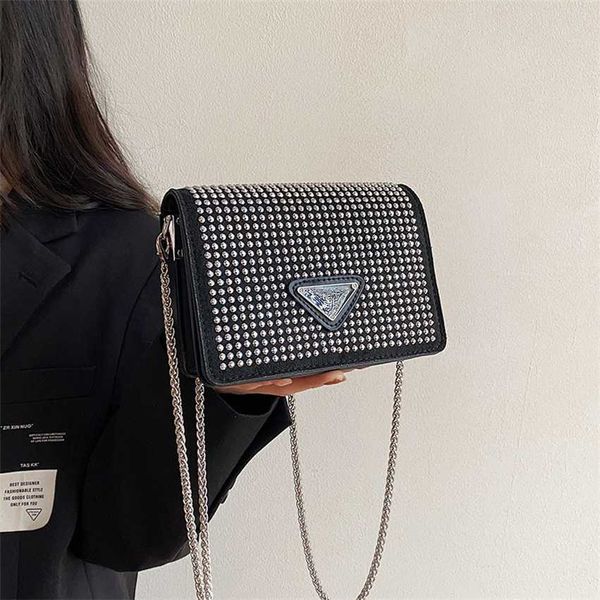 

66% off 2023 new bag designer bags bright diamond women's trend fashion casual one shoulder underarm mesh red crossbody chain small squ