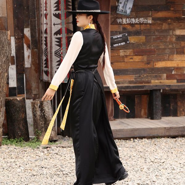 

spring summer autumn vintage femme tibetan clothing women thin gown robe tibet trend bola classical ethnic folk dress, Red