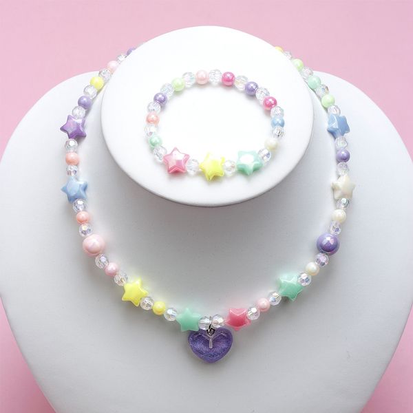 

purple heart bracelet colorful acrylic handmade diy beaded jewelry accessories, Silver