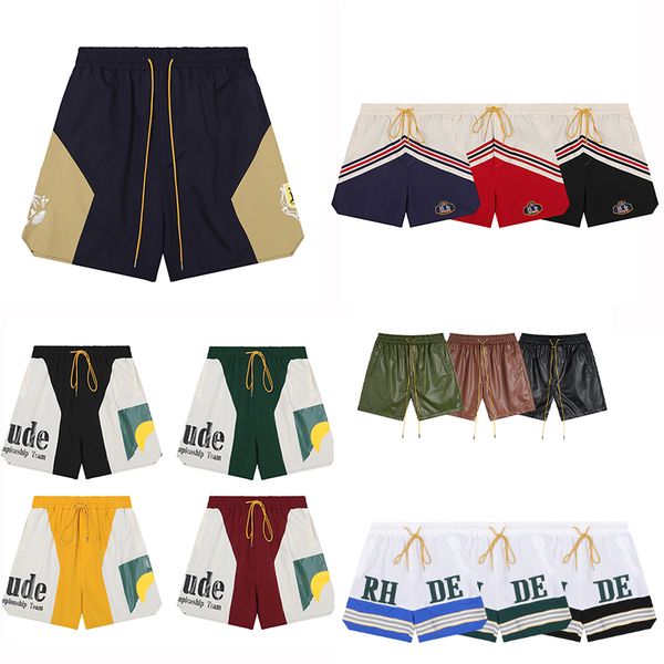 

designer shorts rhude shorts summer fashion beach pants men street wear red blue black purple pants mens short us siize:s-xl, White;black