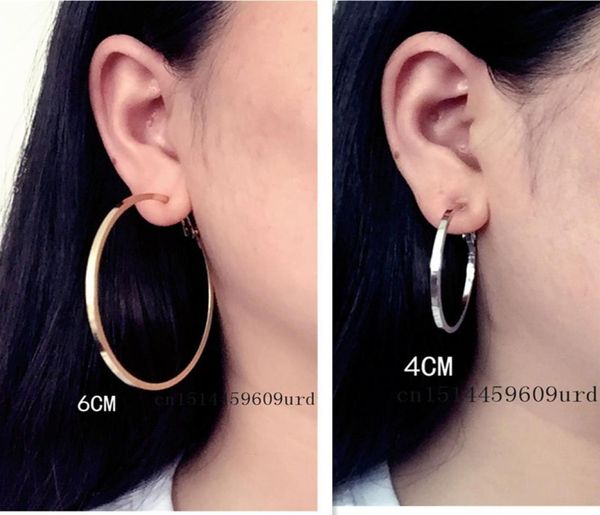 

big small gold circle square line round clip on the ear hoop for women with cushion pad non pierced fashion earrings4938915, Silver