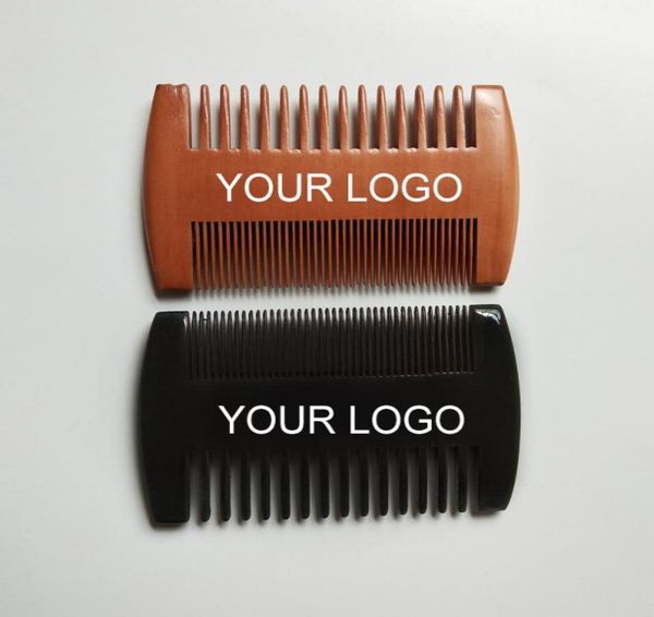 

custom logo fine coarse teeth double sides wood wide combs wooden hair comb dual sided men beard comb7374809, Silver