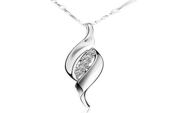 

925 sterling silver pendant necklace love austrian crystal leaf gold wedding pendant necklace chain 10pcslot brand new shipi5191829