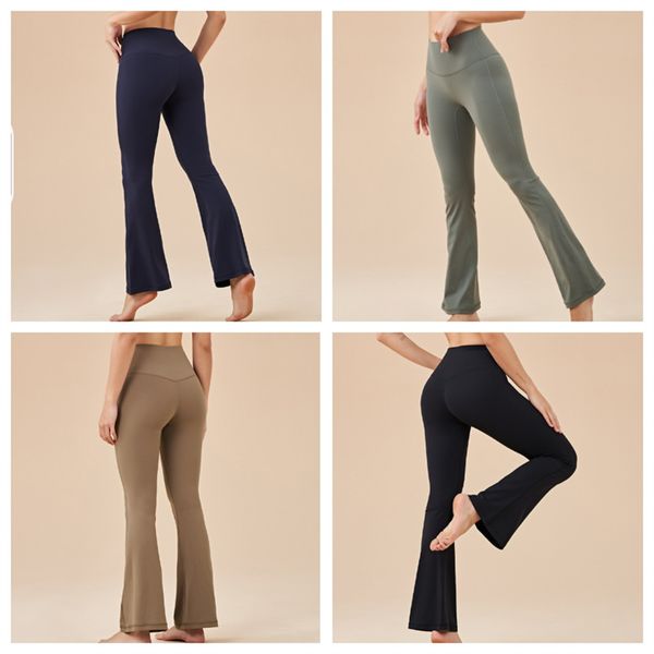 

2023 nude yoga pants bell-bottoms no embarrassment hip lift high waist pocket exercise pants exercise pants, White;red