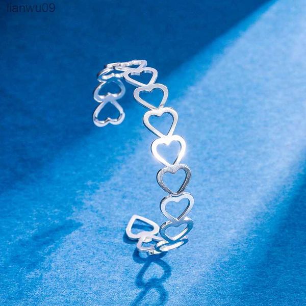 

new arrival heart teardrop round and rectangular shapes stainless steel cuff bangle bracelet for women l230704, Black