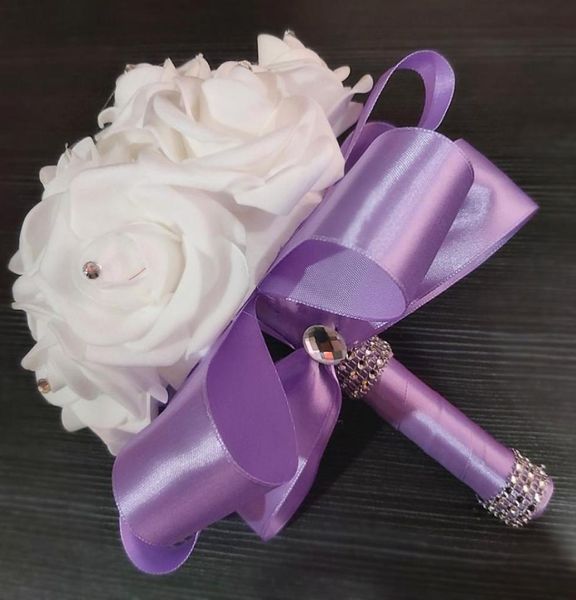 

wedding flowers bridesmaid wedding decoration foam flowers rose bridal bridemaid bouquet white satin romantic4008813