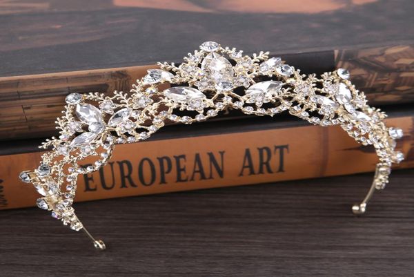 

new fashion exquisite crystal bridal gold crown 2017 for women pageant prom tiaras headdress hair wear jewelry9461191, Silver