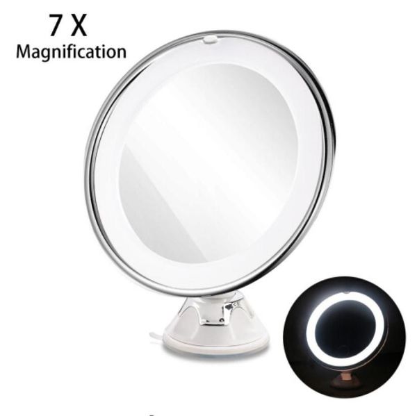 

7x magnifying makeup mirror cosmetic led locking suction cup bright diffused light 360 degree rotating cosmetic makeup4565863