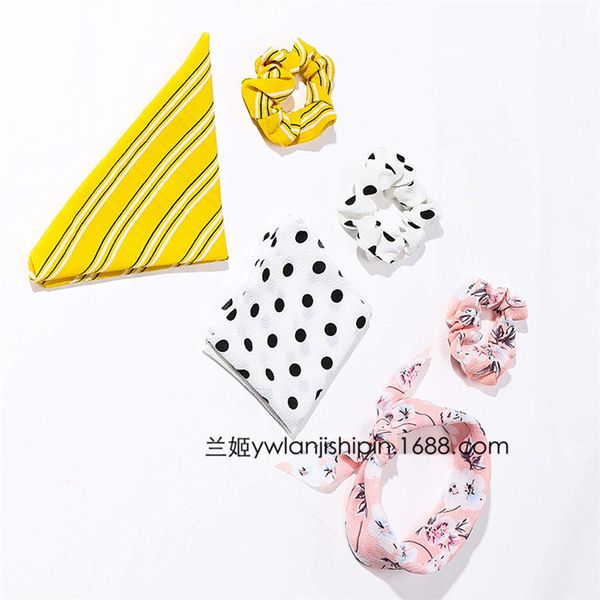 

fashion blogger designer jewelry polka dots, floral stripes, knotted ribbons, and hair loops fabric loop women's versatile elastic band, Golden;silver