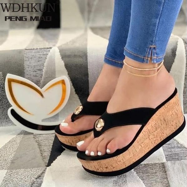 

sandals women wedges shoes platform summer casual solid girls slipon plus size flip flops 230720, Black