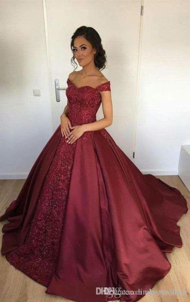 

2019 arabic dubai burgundy evening dress off shoulders long beaded formal holiday wear prom party gown custom made plus size7879229, Black;red
