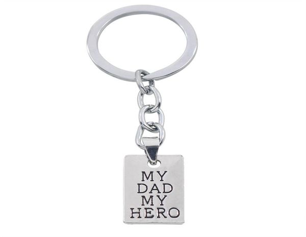 

silver plated creative carved my dad my hero letters pendant keychain key rings car keychains father039s day gift7733356, Slivery;golden