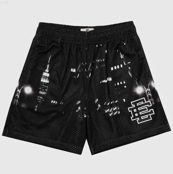

3onc luxury men's fashion ee shorts basic eric emanuel new york city skyline men women sports quarters mesh breathable casual pants loo, White;black