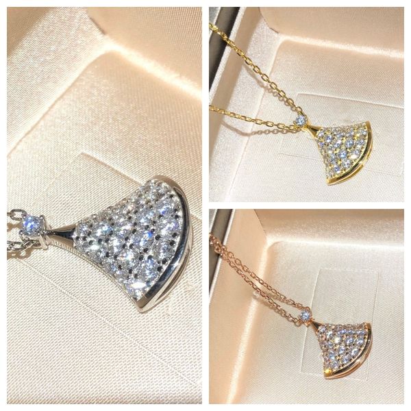 

necklaces designer diamond necklace fan petal shape pendant earring bracelet set womens woman chains girl gift flower designer jewelry l3, Silver