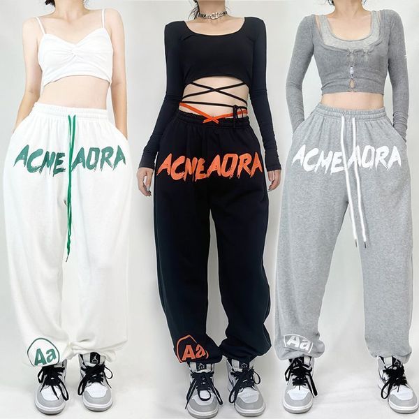 

women's pants s fashion loose casual letter print high waist hip hop sweatpants long 230719, Black;white