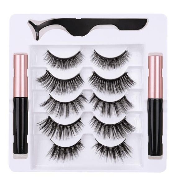

5 pairs magnetic false eyelashes set thick natural long with magnet eyeliner tweezer reusable handmade fake lashes dhl 7810867
