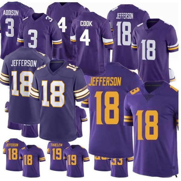 

football jersey minnesota''vikings''84 randy moss 18 justin jefferson 4 dalvin cook 22 harrison smith 8 kirk cousins 87, Black;red
