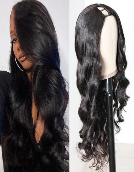 

fashion brazilian body wave u part wig 150 density brazilian human hair wigs nature color 20inch36074999984486, Black