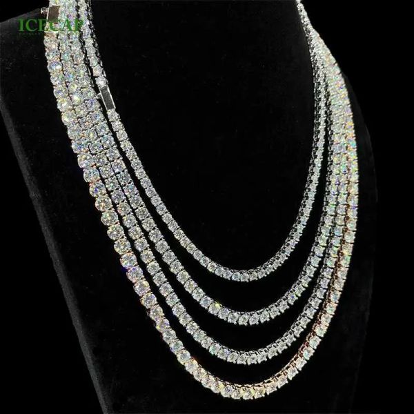 

customization necklace 925 silver 3mm 4mm 5mm 6mm pass diamond test moissanite tennis chain for men women