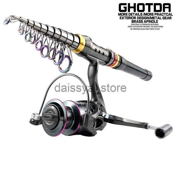 

boat fishing rods 1.8-3.6m carbon fiber spinning fishing rod 5.2 1 fishing reel combo telescopic fishing pole spinning reel kit pesca x0720