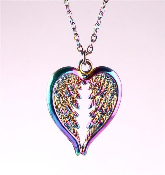 

23325 alloy rainbow women wings pendant guardian angel charm gifts wing necklace jewelry ths41308844, Silver