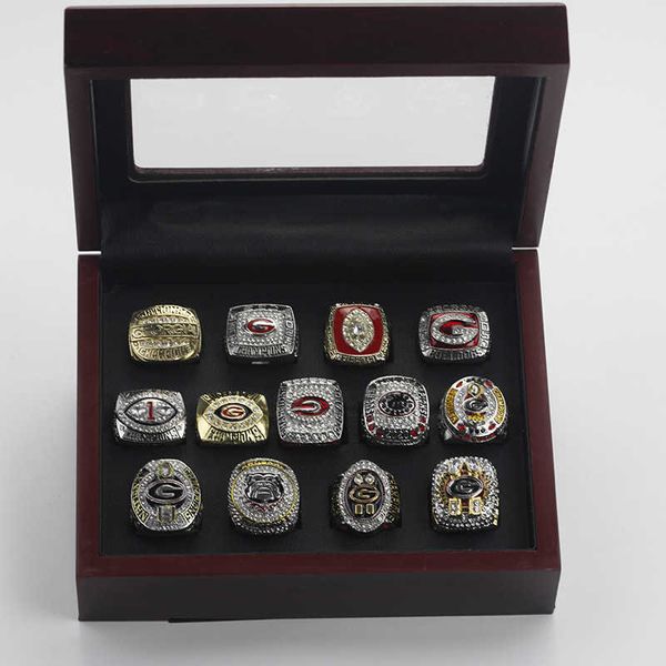 

13 university of georgia bulldog ring set ncaa championship ring, Golden;silver