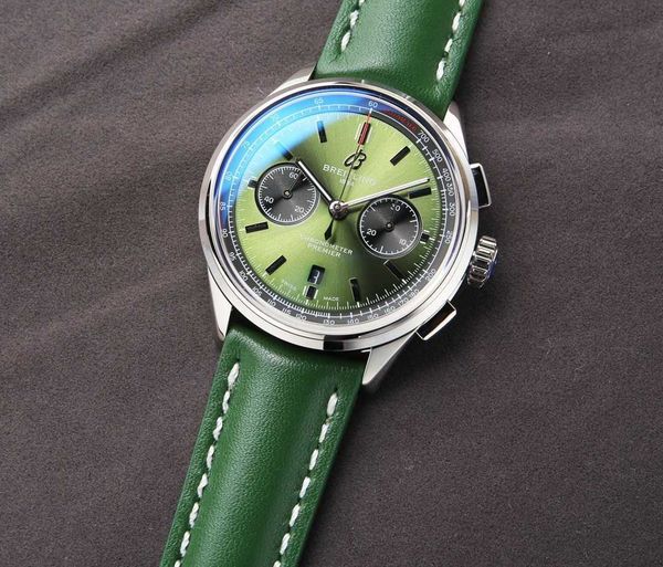 

designer fantasic men wrist watch superb pilot b01 chronograph watches e822 movement uhr green dial sapphire mirror 42mm montre tag prx luxe, Slivery;golden
