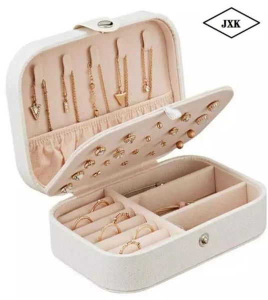 

jewelry box pu leather jewellery storage earring boxes packaging storage display case organizer for home travel girl gift t2009178117669, Black;white