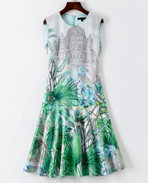 

castle print women aline dress sleeveless round neck dresses8979954, Black;gray