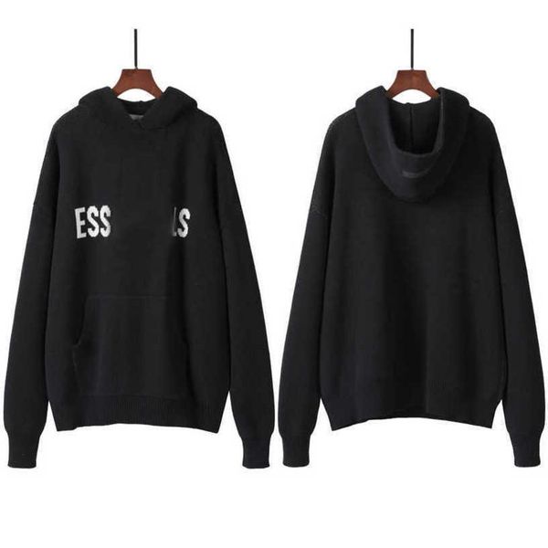 

luxury essentialhoodie designer womens es essent hoodie sweatshirts essentails hoodies for men hoody knitted knit sweaters pullover crewneck, Black