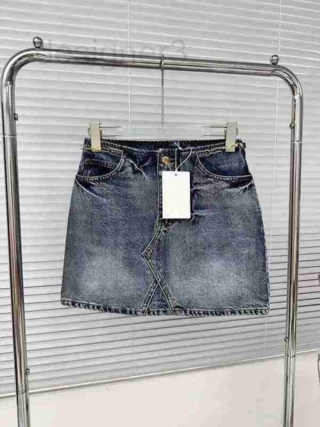 

skirts designer quality 2023 summer new metal chain misalignment design sense fashion casual slim denim short skirt bn6h, Black