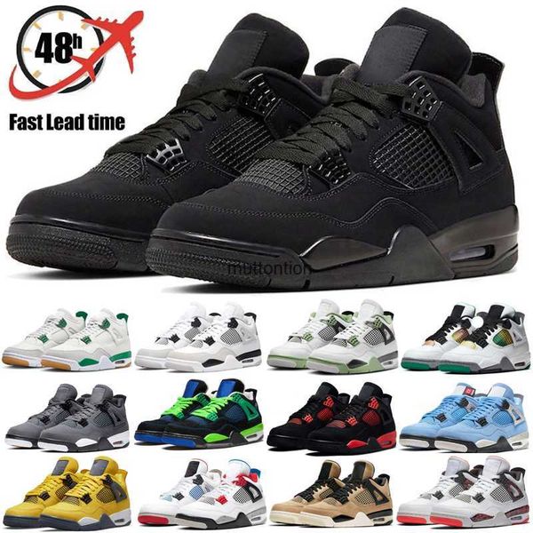 

with jumpman 4 4s basketball shoes for men women og thunder pine green military black cat white oreo sail seafoam university blue bred mens