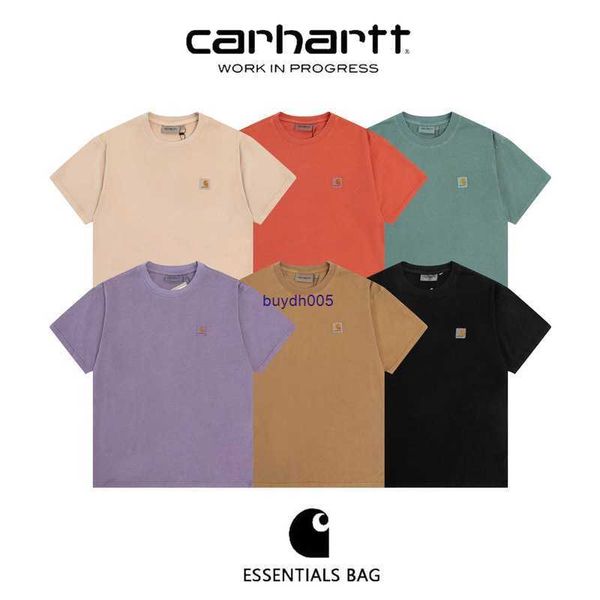 

new men's and women's fashion t-shirt high street brand carhart wash old small label classic cotton couple short sleeve a09q, White
