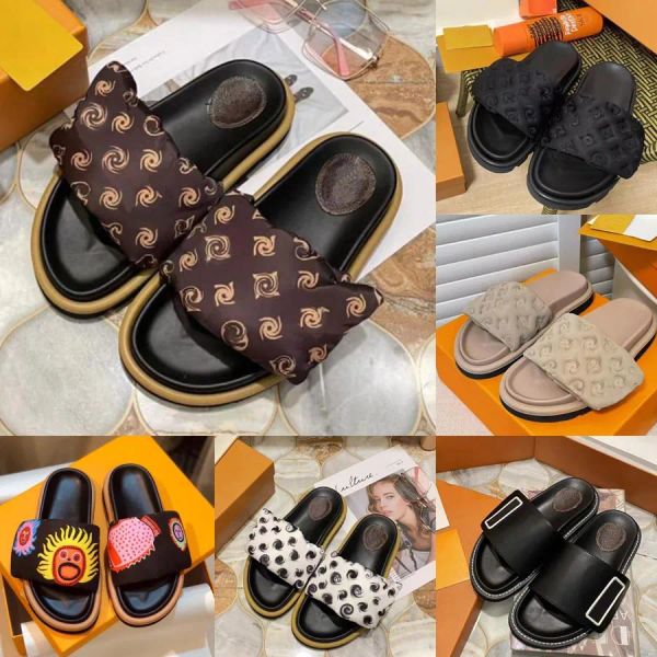 

designer slippers women's men's sandals fashion brand slipper cloth rubber flat bottom summer beach indoor outdoor travel sandals, Black