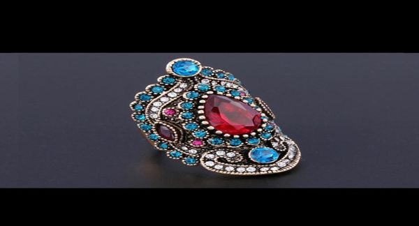 

vintage boho fashion rings colorful rhinestone gem tone retro alloy ring for women men jewelry engagement party gift whole9845512, Silver