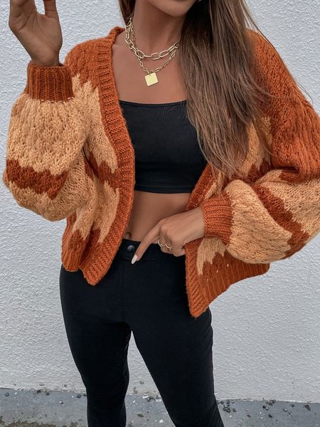 

women's knits tees brown autumn winter lady long sleeve korean tender sweater loose coat spring women stripe vintage knitting cardigan, White