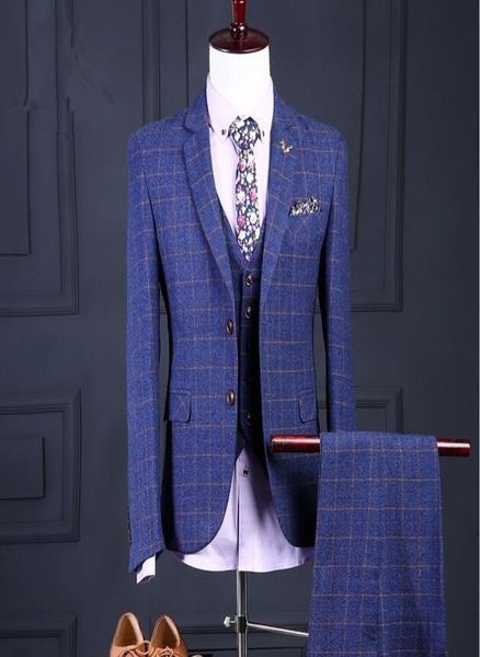 

groomsmen suit wedding dresses 2017 new three piece suit glen plaid notched lape formal dresses suit for men formal dresses weddin3680198, Black;gray