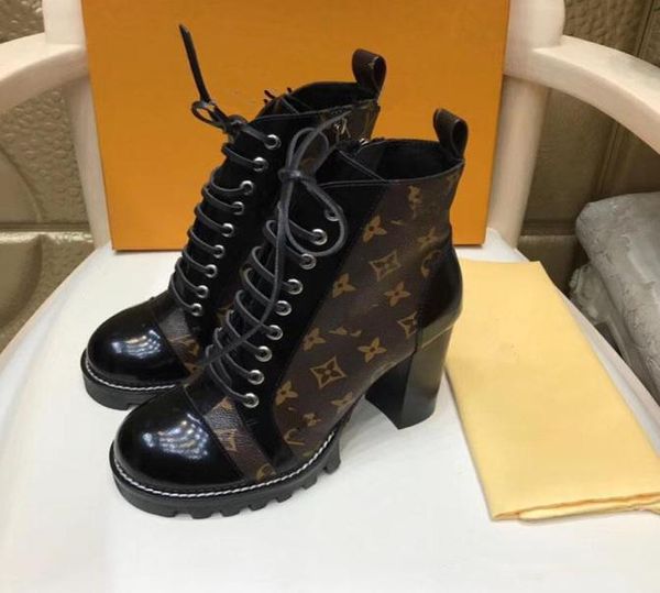 

branded women leather laureate 5cm platform desert boot designer chunky ankle canvas boots size eu35418343617, Black