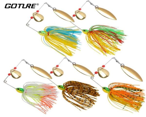 

goture 5pcslot 175g spinnerbait fishing lure bass carp spinner bait metal blades silicone skirt rig pike fishing tackle 20102921493615569