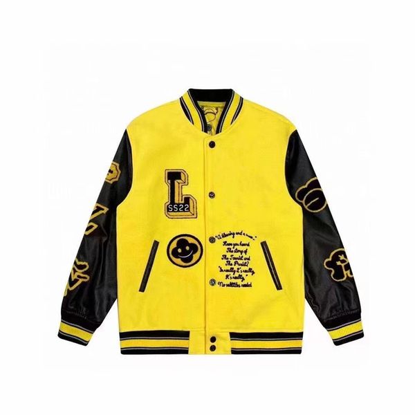 

23ss mens baseball jacket designer jacket mens jacket thick cotton flocked leather splicing baseball uniform fashionable casual sports coupl, Black;brown
