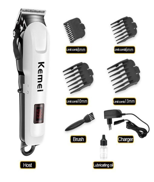 

kemei professional men039s rechargeable hair clipper lcd wireless electric shaver hair styling tool wtih carbon steel cutting h7487432