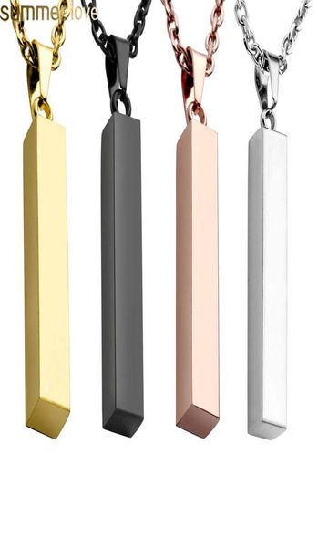 

fashion stainless steel long bar pendant women men necklace gold rose silver solid blank for buyer own engraving personalized name5467726