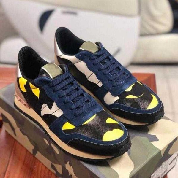 

suede valentinolies designer camouflage casual shoes sneakers womens mens rivet shoes studded flats mesh leather camo le 9b0p t9zv, Black