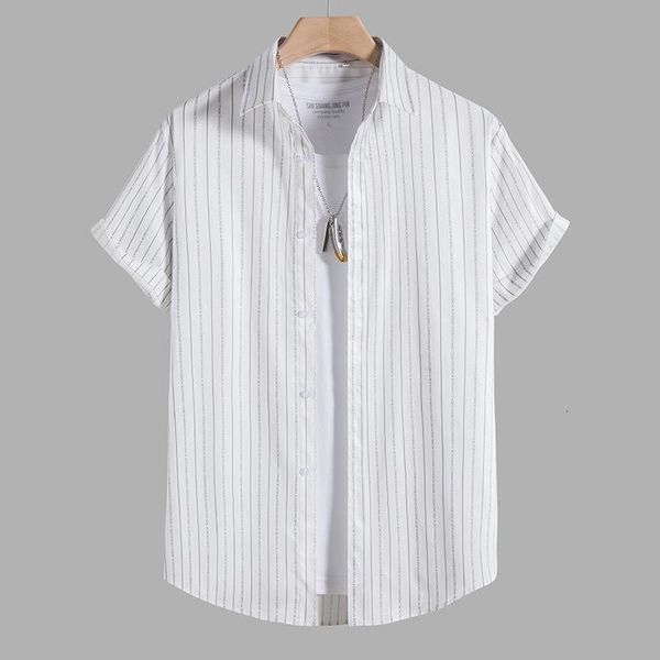 

mens casual shirts simple hawaiian mens shirt 3d stripe print clothing summer short sleeve beach party sweatshirts 230720, White;black