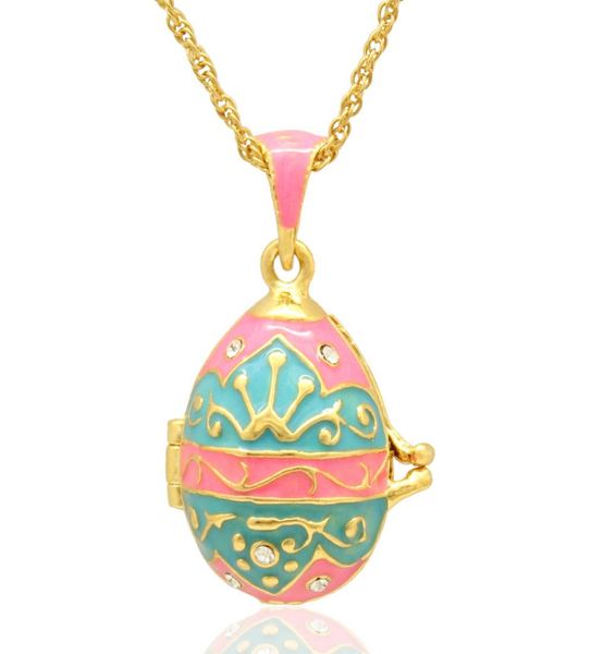 

crown locket pendant faberge egg necklace handcrafted with enamel colors russian style for easter day8009216, Silver