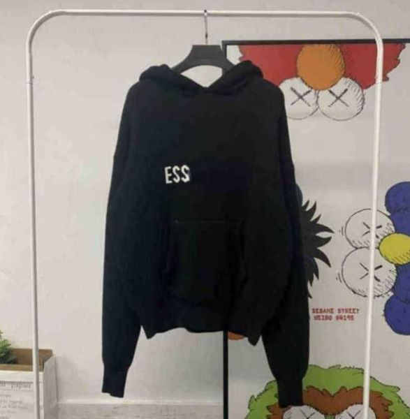 

men's hoodies sweatshirts hoodie essentialhoodie men essentail knitted sweater essent letter es sweatshirt loose fog mens hoode vf18, Black