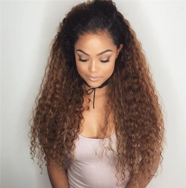 

2017 new arrival 150 density two tone color human hair wig 1b 30 ombre lace front wig virgin brazilian full lace wig5639178, Black;brown