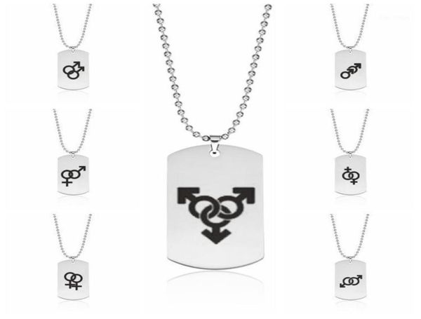 

pendant necklaces rainbow men039s necklace dog tag stainless steel gay pride for anniversary fashion jewelry19601591, Silver