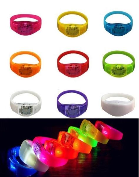 

activated sound control led flashing bracelet light up bangle wristband club party bar cheer luminous hand ring glow stick7049135, Golden;silver
